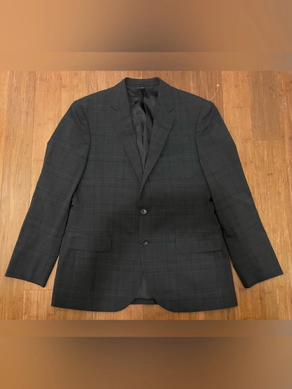 J Crew Blazer Men's Plaid Two-Button Sport Coat in Charcoal 40 S Short